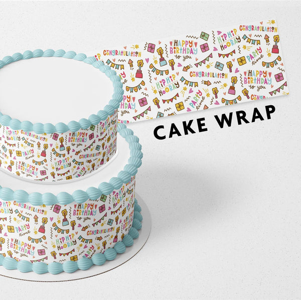 Happy Birthday Strips Edible Cake Toppers Cake Wraps