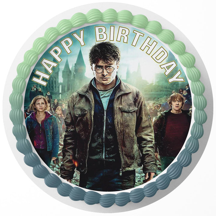 Harry Potter Deathly Hallows Edible Cake Toppers Round