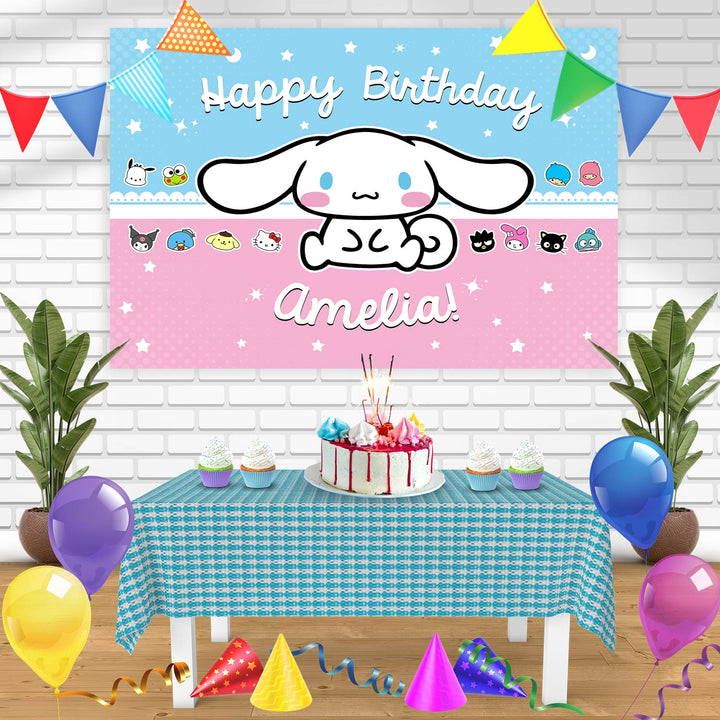 Hello Kitty Cinnamoroll Kawaii Sanrio and Friends PCB Bn Birthday Banner Personalized Party Backdrop Decoration