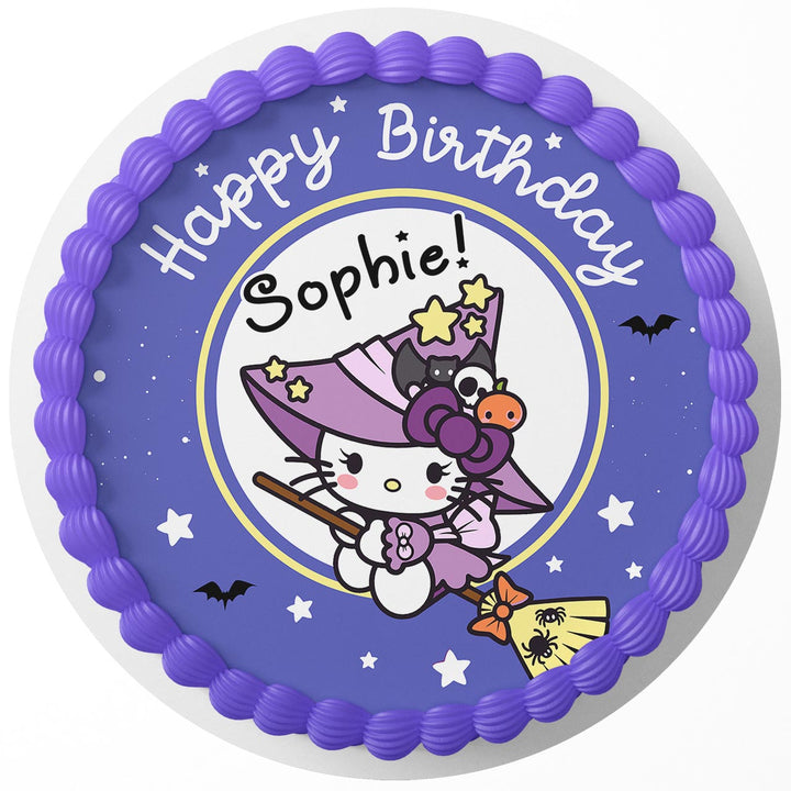 Hello Kitty Witch Rd Edible Cake Toppers Round