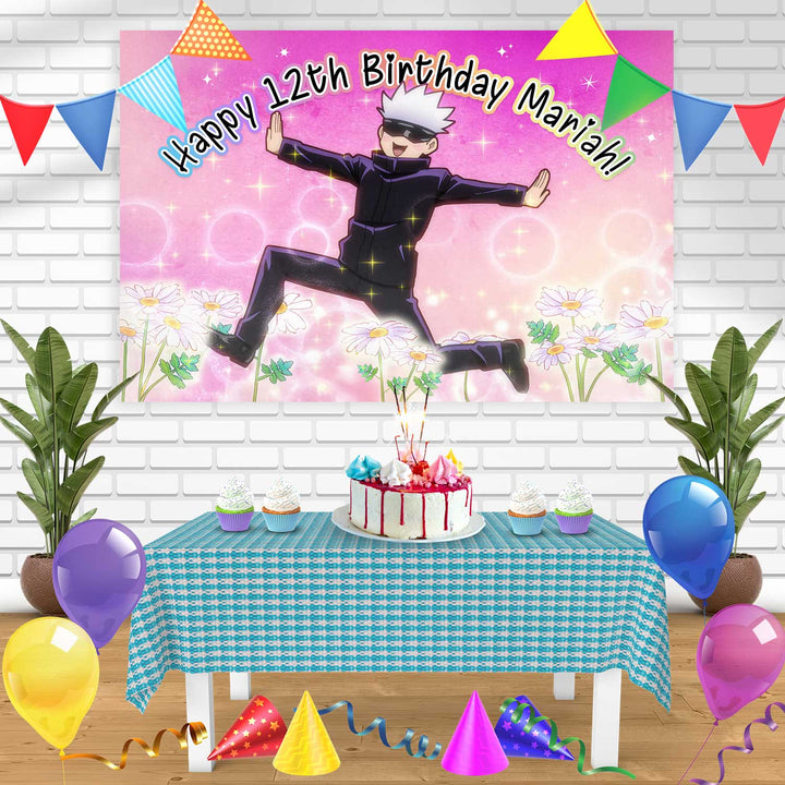 Jujutsu Kaisen Satoru Gojo Flower Scene Meme Birthday Banner Personalized Party Backdrop Decoration