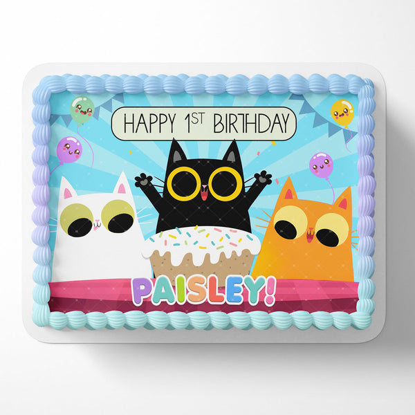 Super Simple Songs Kittens Cute Cat Edible Image Cake Topper Personalized Birthday Sheet Decoration Custom Party Frosting