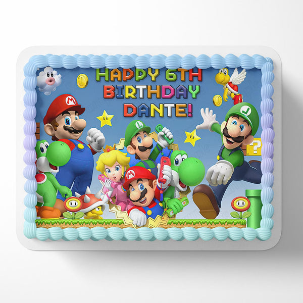 Mario Luigi Nintendo Gamers Kids Edible Cake Toppers