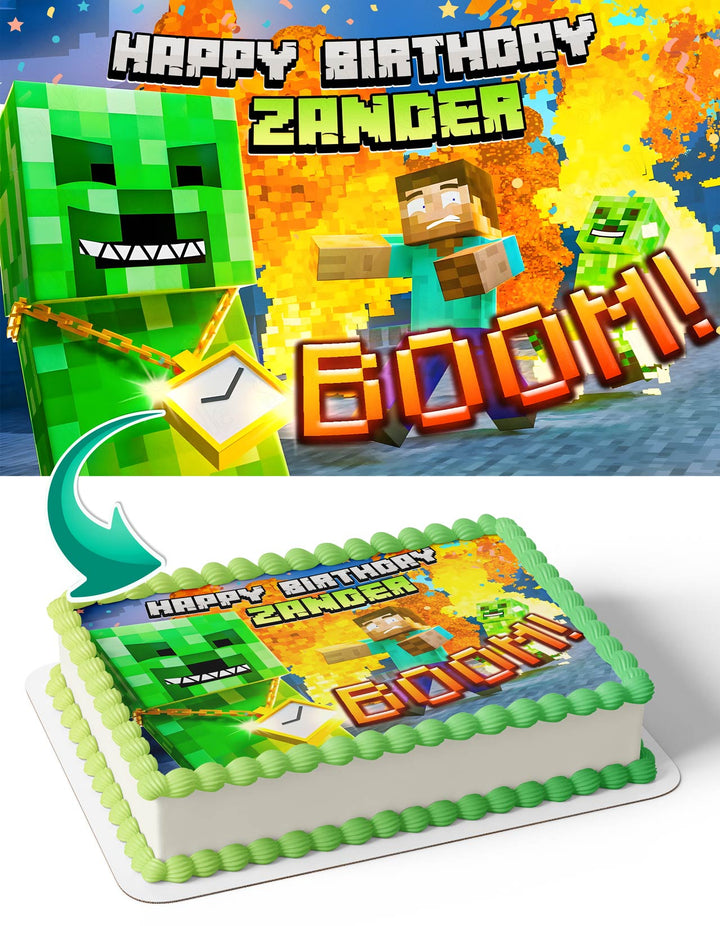 Minecraft Creeper Rap Edible Cake Toppers