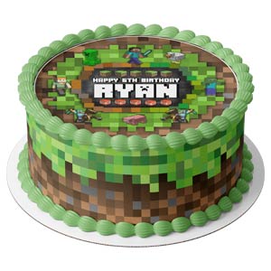 Minecraft Kids Topper Round Edible Cake Toppers Round