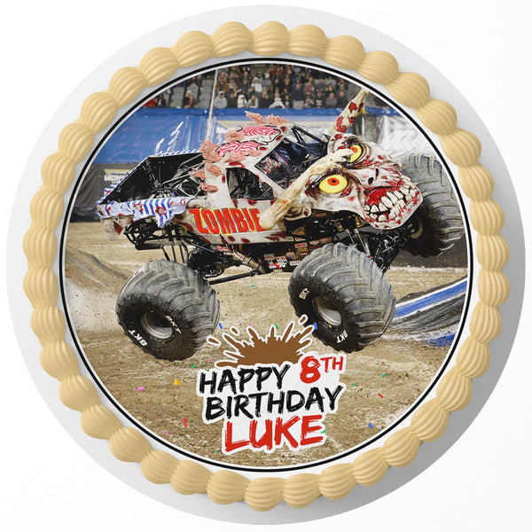 Monster Jam Zombie Monster Truck Rd Edible Cake Toppers Round