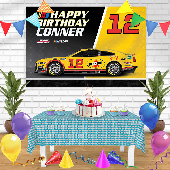 NASCAR Cup Series Joey Logano Birthday Banner Personalized Party Backdrop Decoration