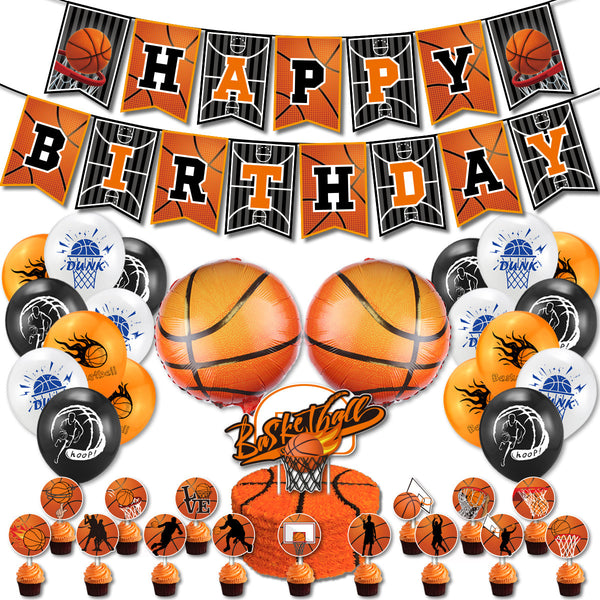 Basketball Theme Birthday Party Decoration Balloons Banner Cake Toppers