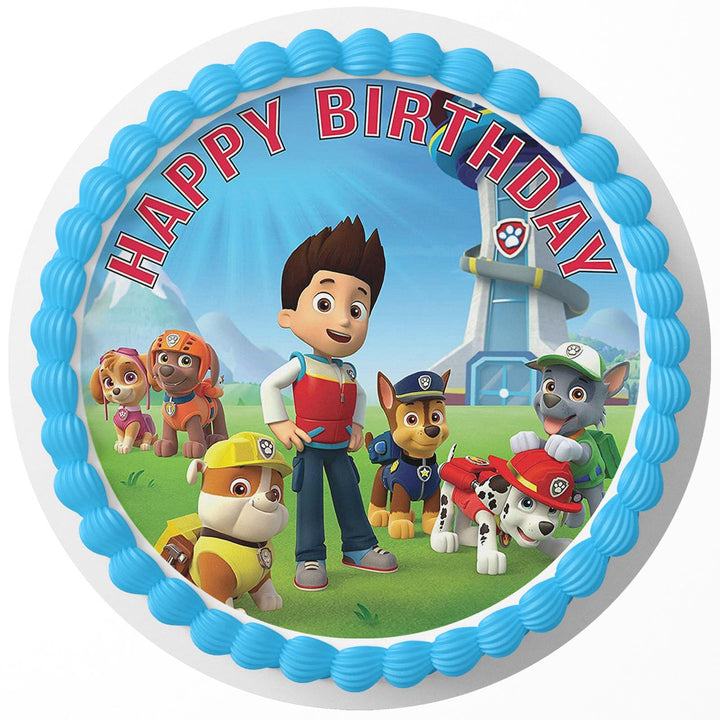 Paw Patrol Crew Edible Cake Toppers Round