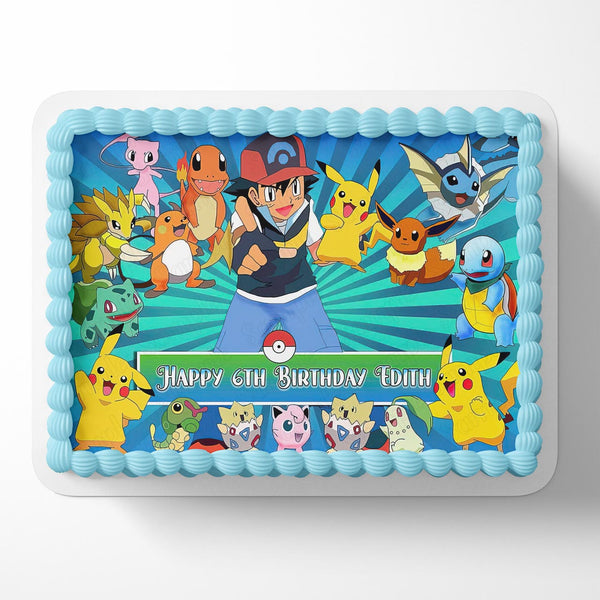 Pokemon Ash Pickachu Eve Kids Edible Cake Toppers