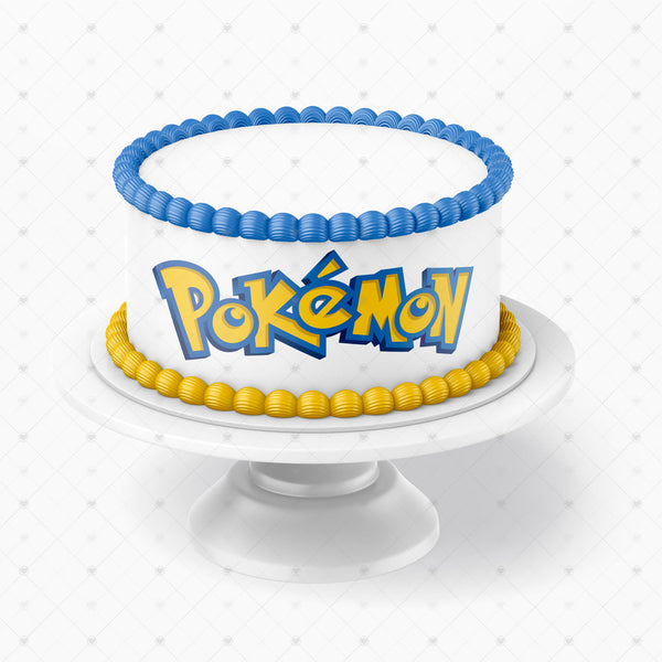 Pokemon Logo Edible Image Cake Topper Wrap Tier Front Birthday Sheet Decoration Frosting