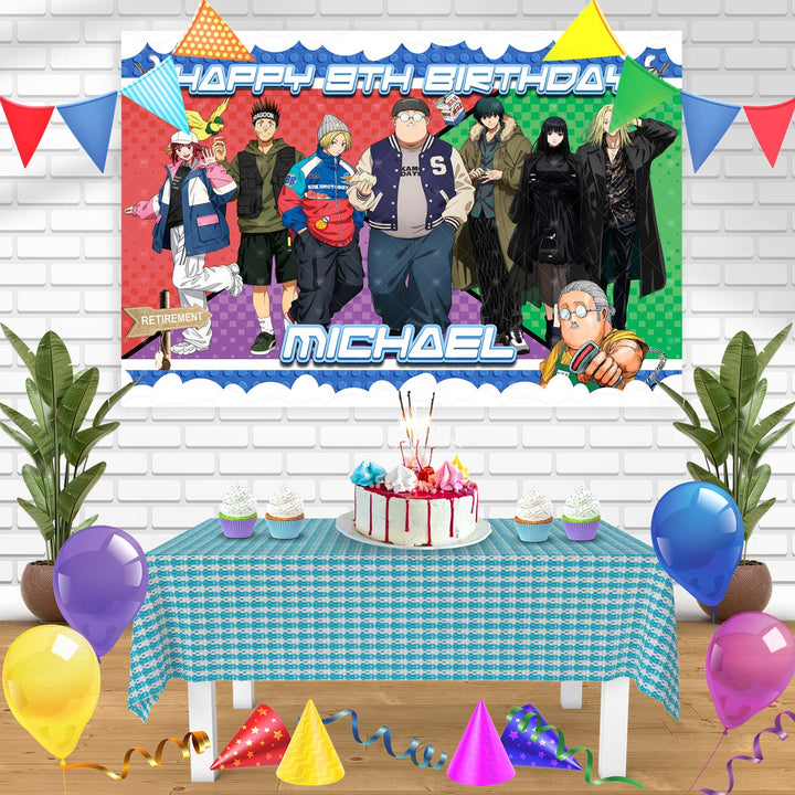 Sakamoto Days Birthday Banner Personalized Party Backdrop Decoration