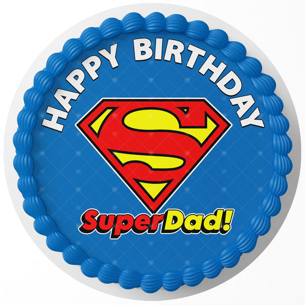 SuperDad Superman Rd Edible Cake Toppers Round