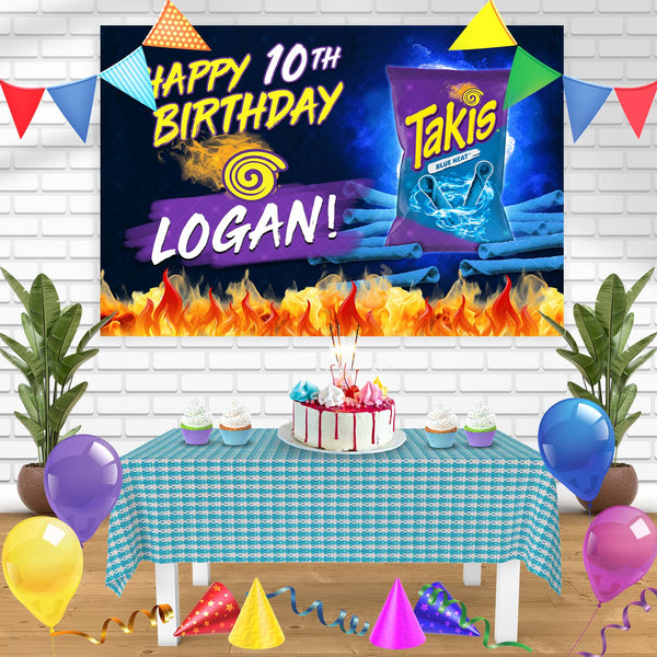 Takis Blue Heat Birthday Banner Personalized Party Backdrop Decoration