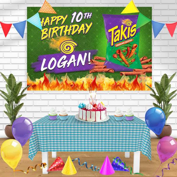 Takis Crunchy Fajitas Birthday Banner Personalized Party Backdrop Decoration