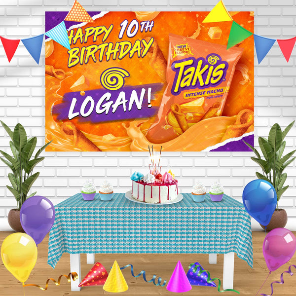 Takis Intense Nacho Birthday Banner Personalized Party Backdrop Decoration