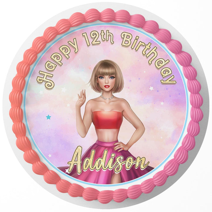 Taylor Swift Princess Barbie Edible Cake Toppers Round