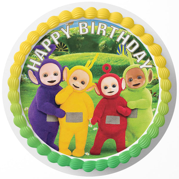 Teletubbies TinkyWinky Dipsy Laa Laa and Po Edible Cake Toppers Round