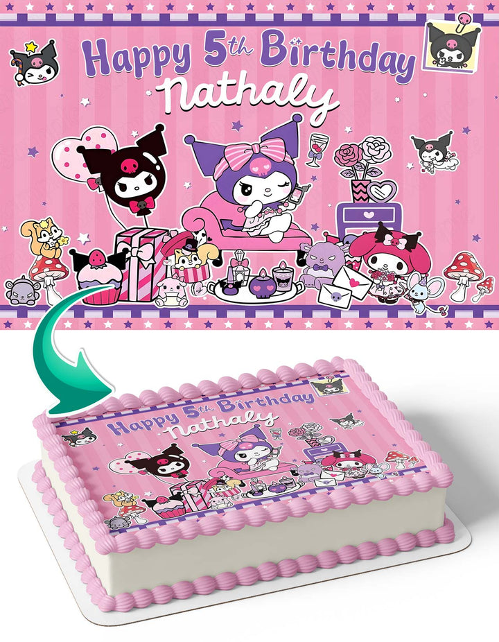 The Kuromi My Melody Hello Kitty Sanrio Purple Stars PPB Edible Cake Toppers