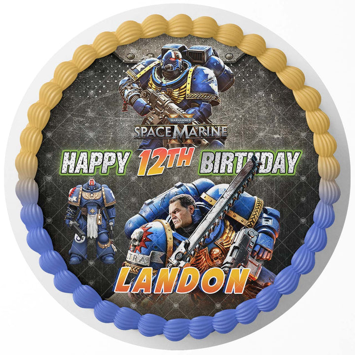 Warhammer 40000 Space Marine II Edible Cake Toppers Round