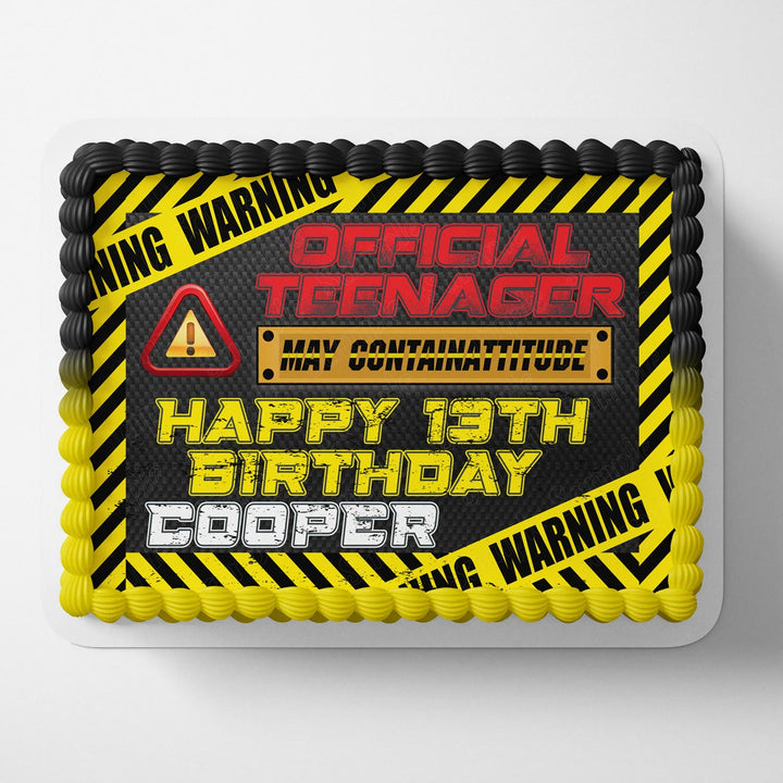 Warning Official Teenager May Containattitude Edible Cake Toppers