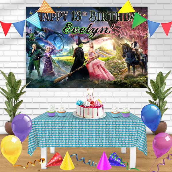 Wicked Glinda Elphaba 2024 Birthday Banner Personalized Party Backdrop Decoration