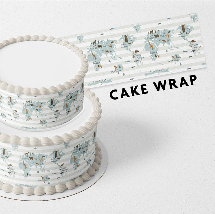 World Map Strips Edible Cake Toppers Cake Wraps