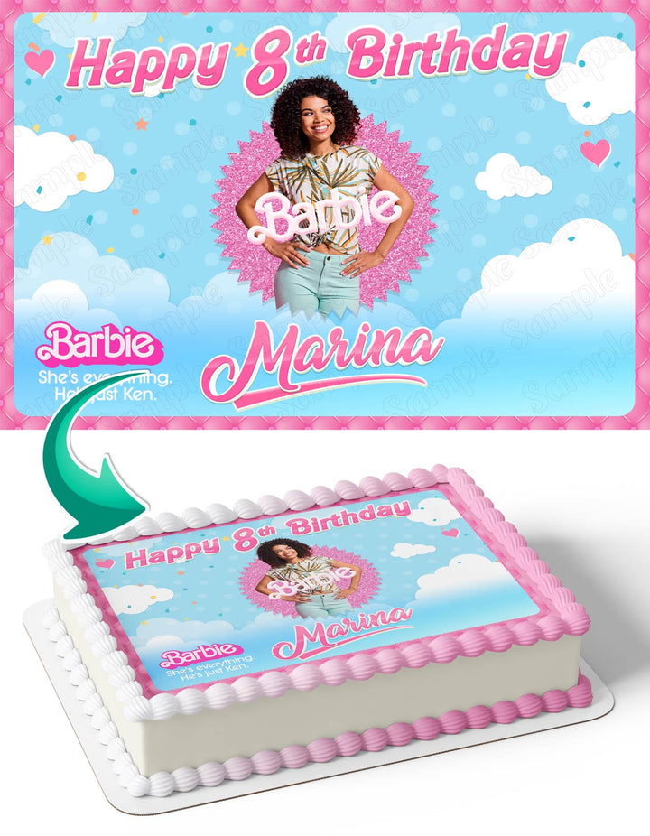 Barby Frame Girls Photo Frame Edible Cake Topper Image