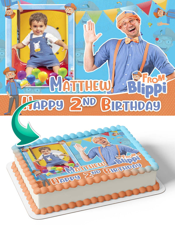 Blip Blip Pi Photo Frame Edible Cake Topper Image