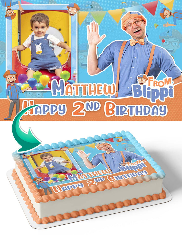 Blip Blip Pi Photo Frame Edible Cake Topper Image