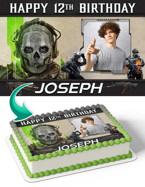 Call Gamer Duty Warzone Photo Frame Edible Cake Topper Image