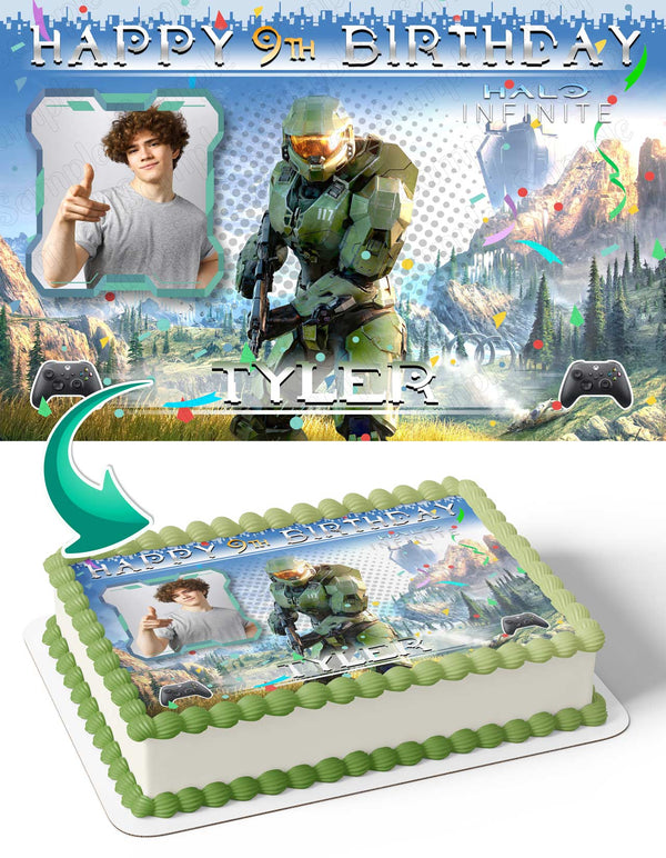 Halo Infinite Photo Frame Edible Cake Topper Image