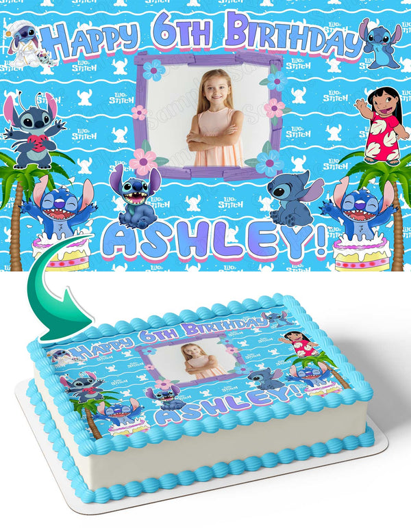 Lilo and Stitch Photo Frame Edible Cake Topper Image