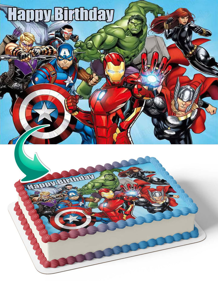 Marvel The Avengers Hulk Captain America Iron Man BB Edible Cake Toppers