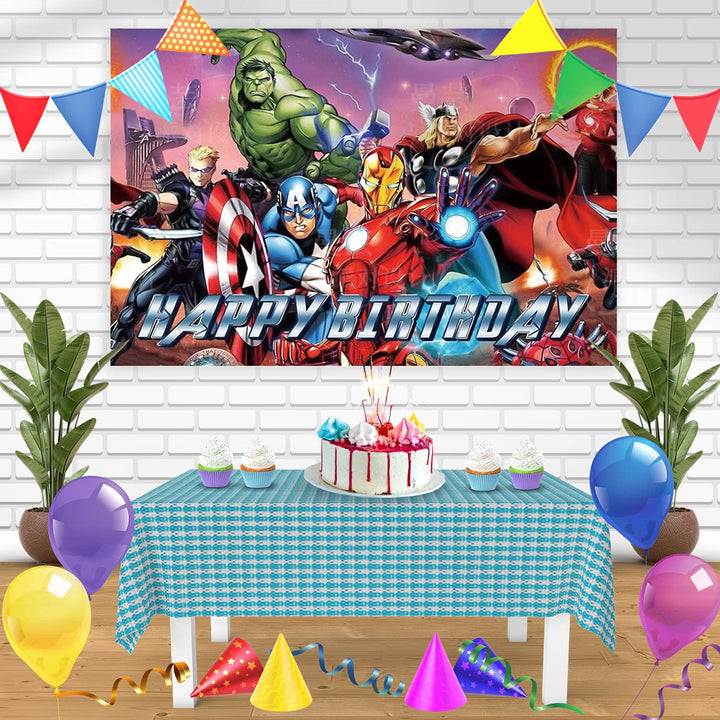 Marvel The Avengers Hulk Captain America Iron Man RB Bn Birthday Banner Personalized Party Backdrop Decoration
