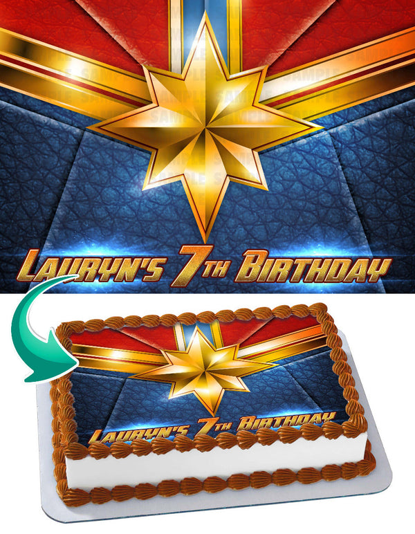 Captain Marvel Avengers Edible Cake Toppers