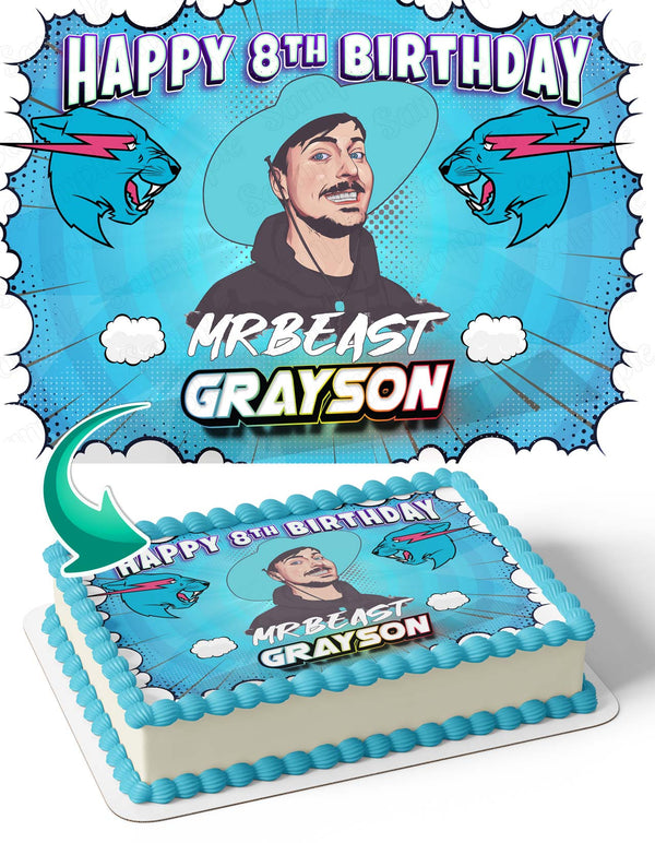 MrBeast Youtuber Mr Beast Edible Cake Toppers