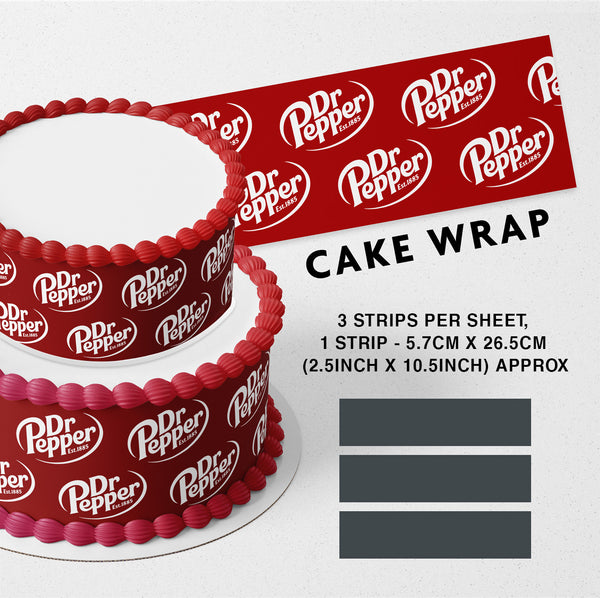 Dr Pepper Edible Icing Printed Cake Wrap Strips Topper Ribbon Border