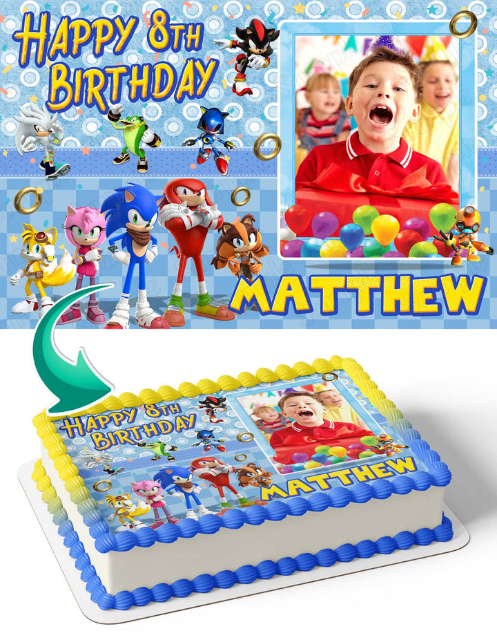 Sonic X Photo Frame Edible Cake Topper Image