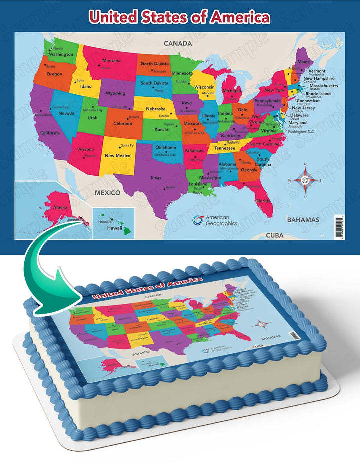 50 USA United State of America Edible Cake Toppers