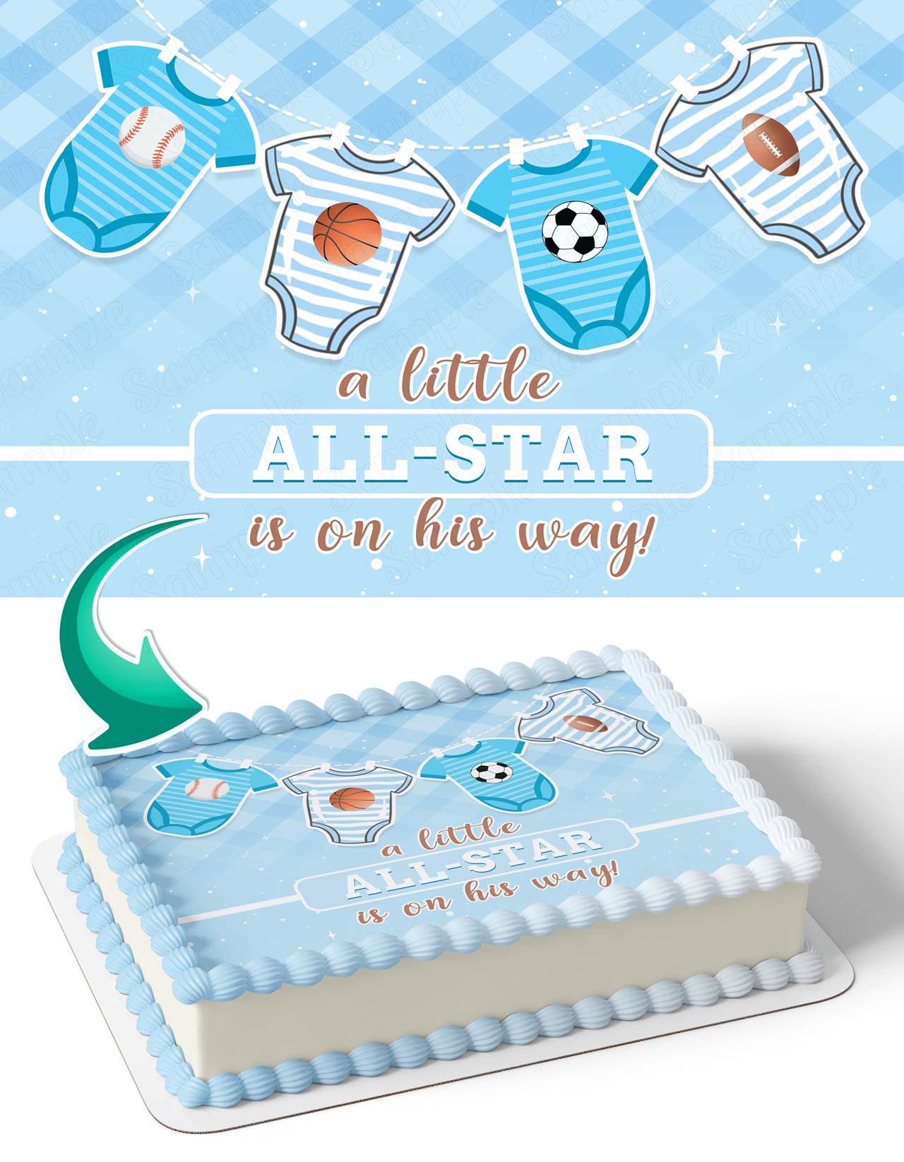 A Little All Star Is On His Way Boy Baby Shower Edible Cake