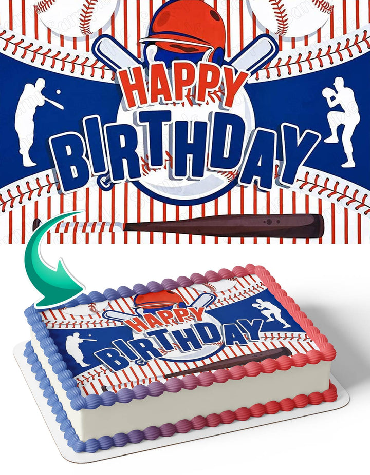 Baseball Player Batting Edible Cake Toppers