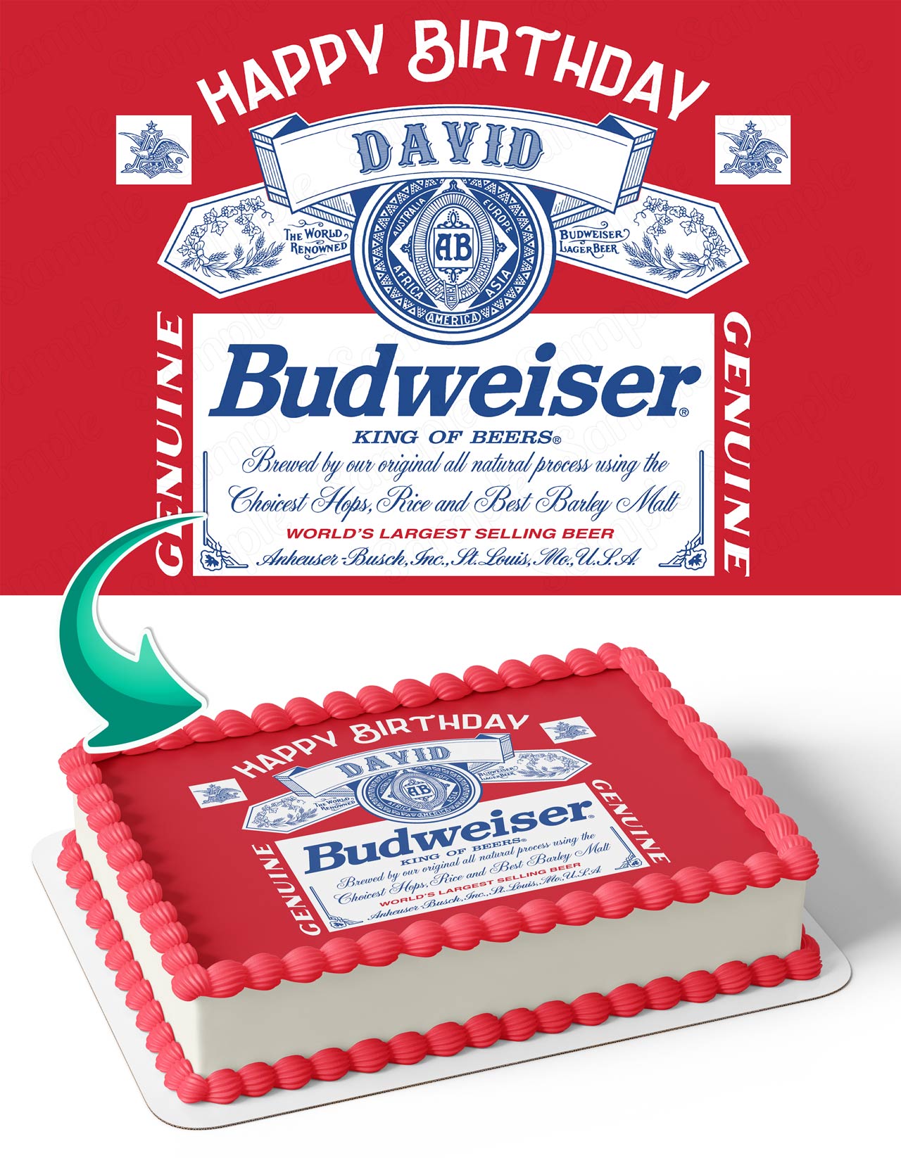 Budweiser Theme Birthday Cake for Men - Joy Bakery & Tea Cafe