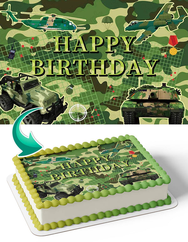 Camouflage Military Army Edible Cake Toppers