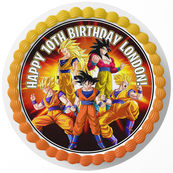 Dragon Ball Gokus Transformations Edible Cake Toppers Round