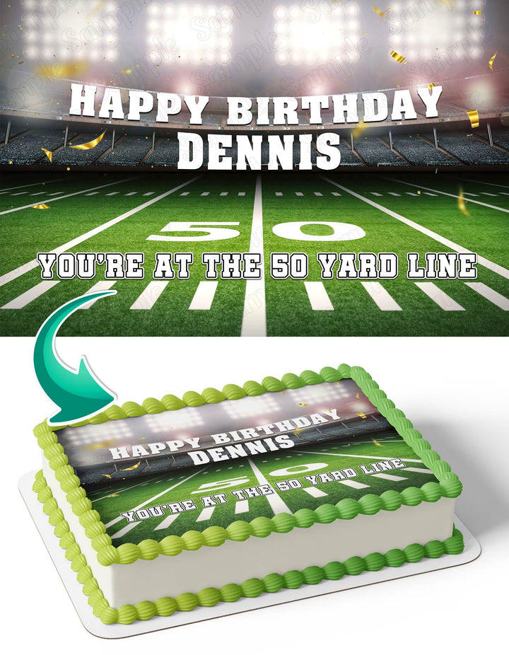 Football Field 50 Yeas NFL Edible Cake Toppers