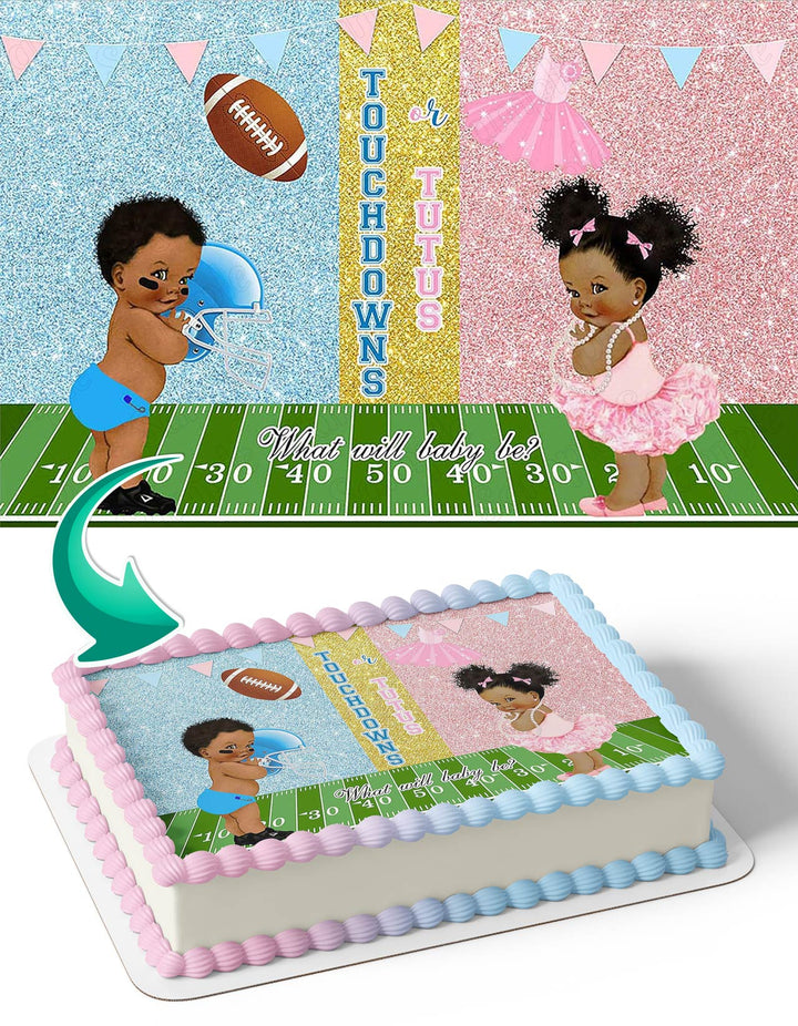 Football Touchdowns or Tutus Gender Reveal Edible Cake Toppers