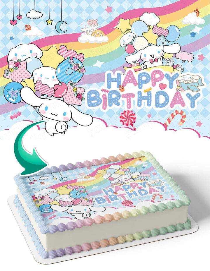 Hello Kitty Cinnamoroll Kawaii Sanro Rainbow Candy Edible Cake Toppers