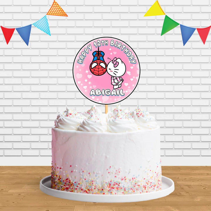 Hello Kitty x SpiderMan Ct Cake Topper Centerpiece Birthday Party Decorations