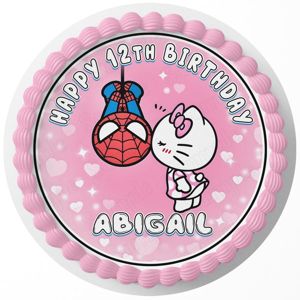 Hello Kitty x SpiderMan Rd Edible Cake Toppers Round